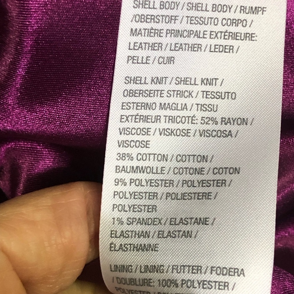 Linea by Louis Dell'Olio Lamb Leather Jacket Sweater Sleeves & Back Plum/Wine 18 - Picture 11 of 12